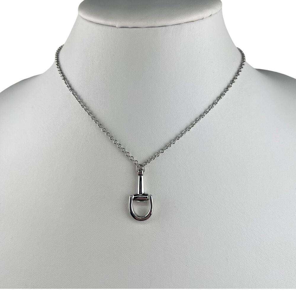 Serafina Horse Bit Pendant Silver Tone Necklace 16"